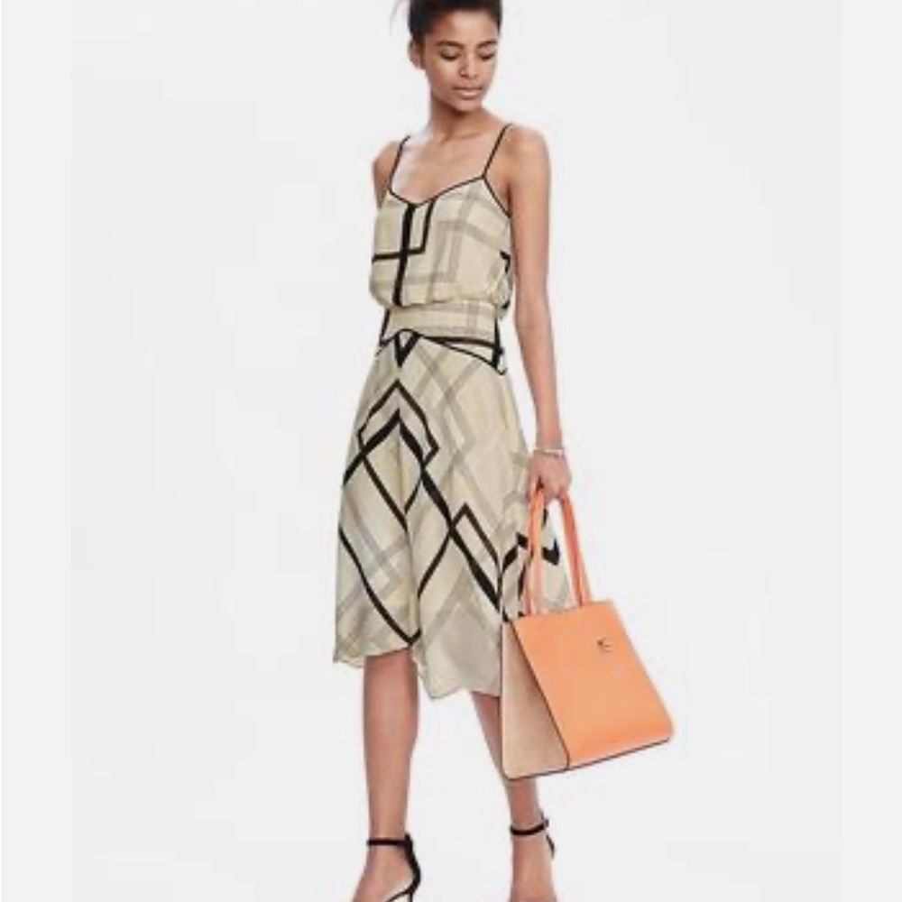 Banana Republic Plaid Vee Midi Dress
